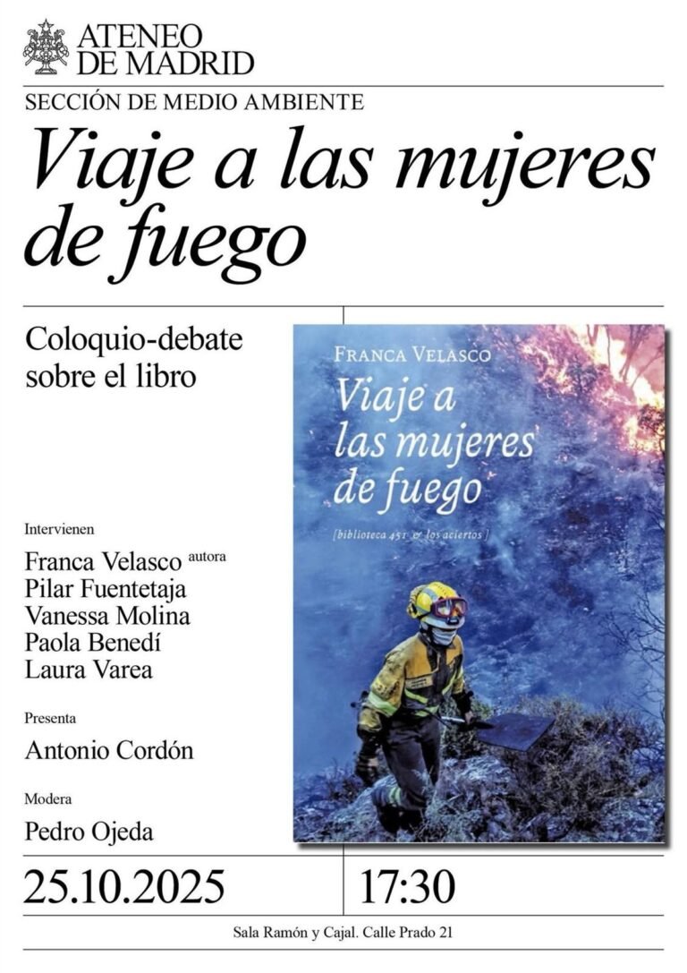 Debate sobre "Viaje a las mujeres de fuego" de Franca Velasco este sábado en el Ateneo de Madrid