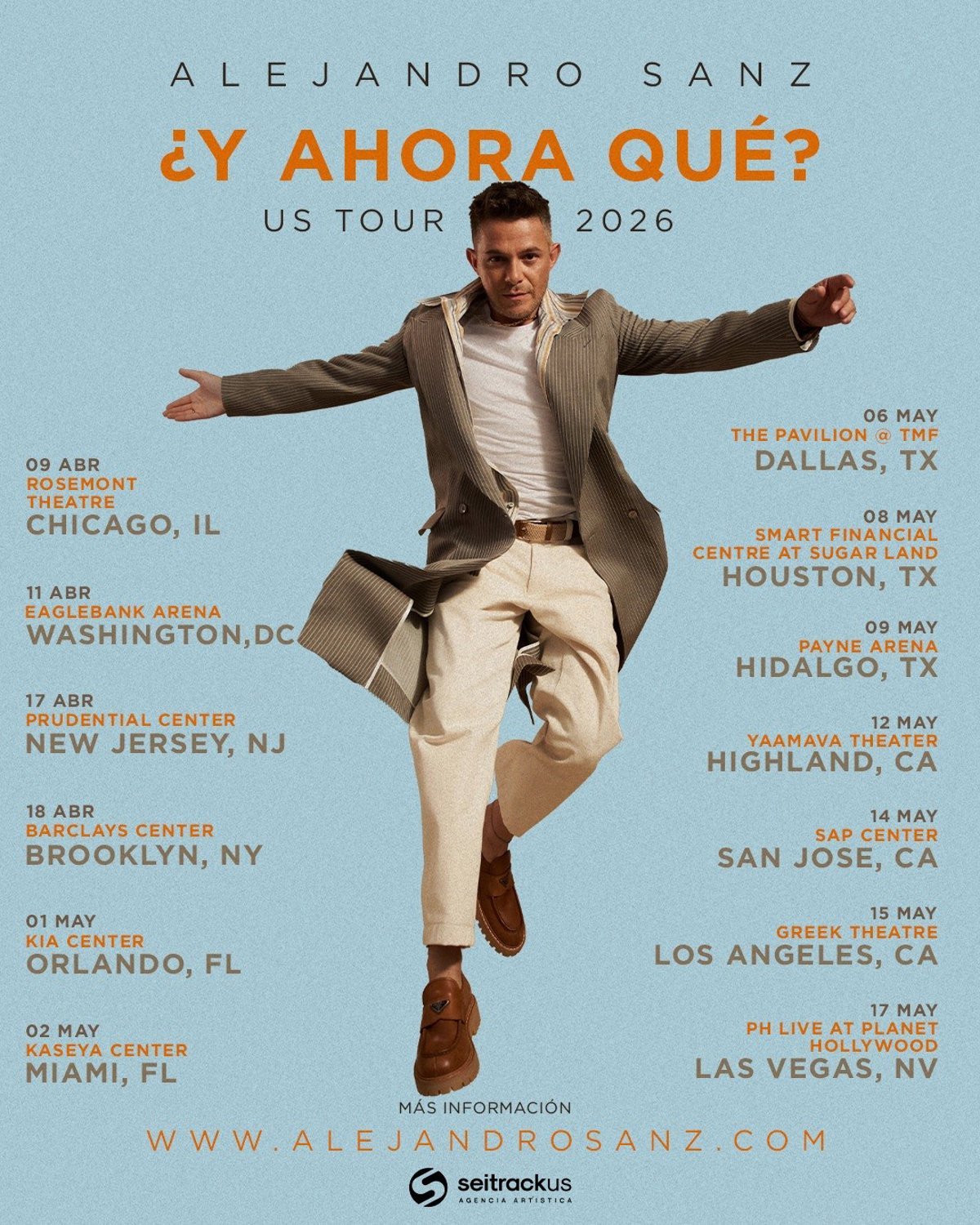 Alejandro Sanz confirma 13 conciertos en Estados Unidos como parte de su gira '¿Y ahora qué?'