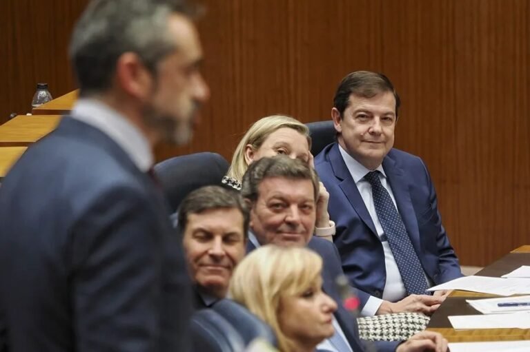 El presidente de la Junta de Castilla y Le&oacute;n, Alfonso Fern&aacute;ndez Ma&ntilde;ueco durante el pleno de las Cortes de Castilla y Le&oacute;n