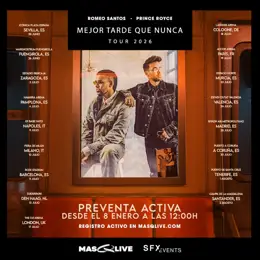 Romeo Santos y Prince Royce se presentarán en 10 ciudades de España en su gira 'Mejor tarde que