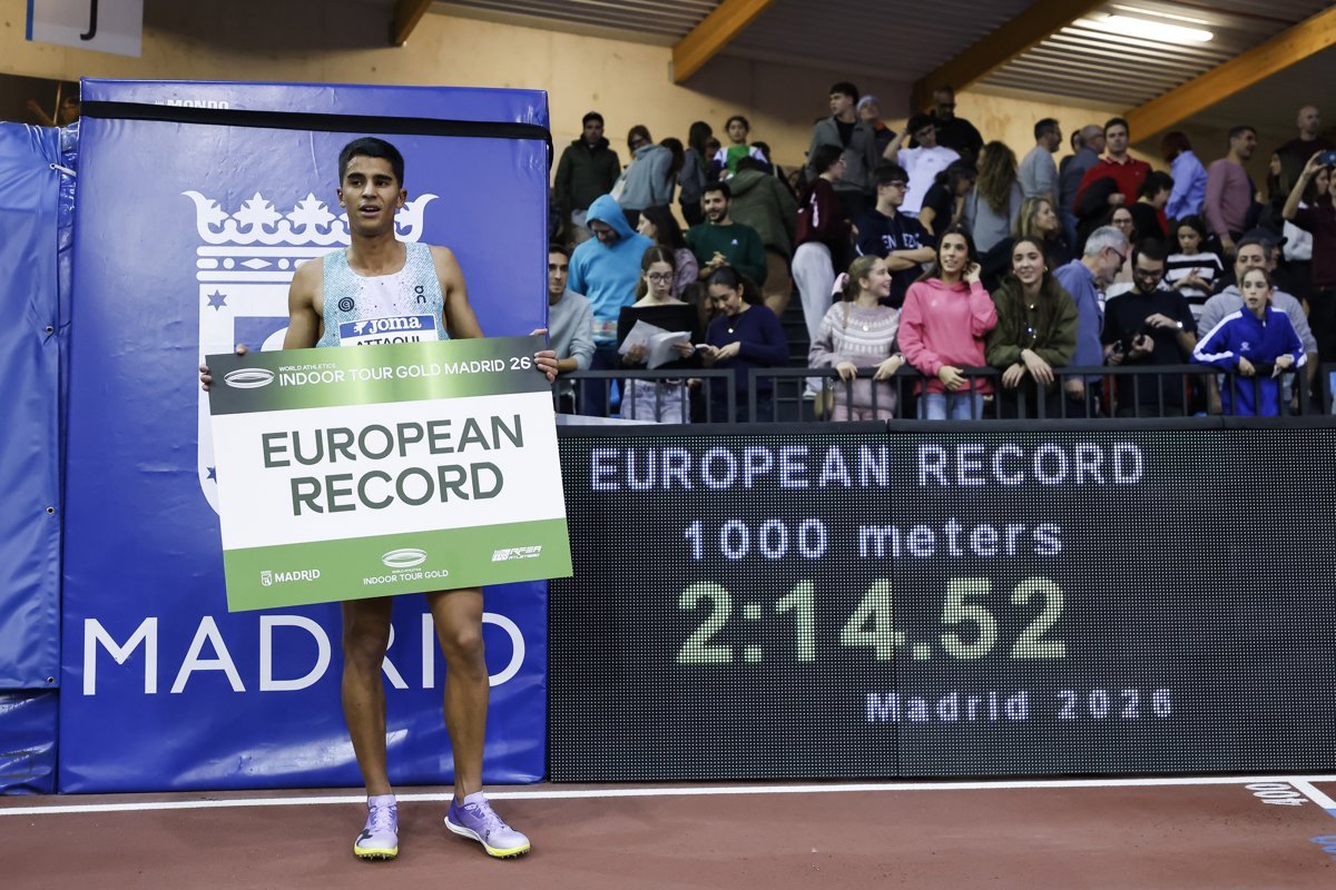 Mohamed Attaoui establece un nuevo récord de Europa de 1.000 metros en Gallur