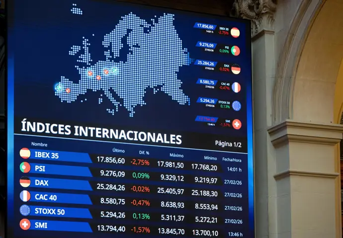 El Ibex 35 se mantiene por debajo de los 16.900 en la media sesión, afectado por la volatilidad en